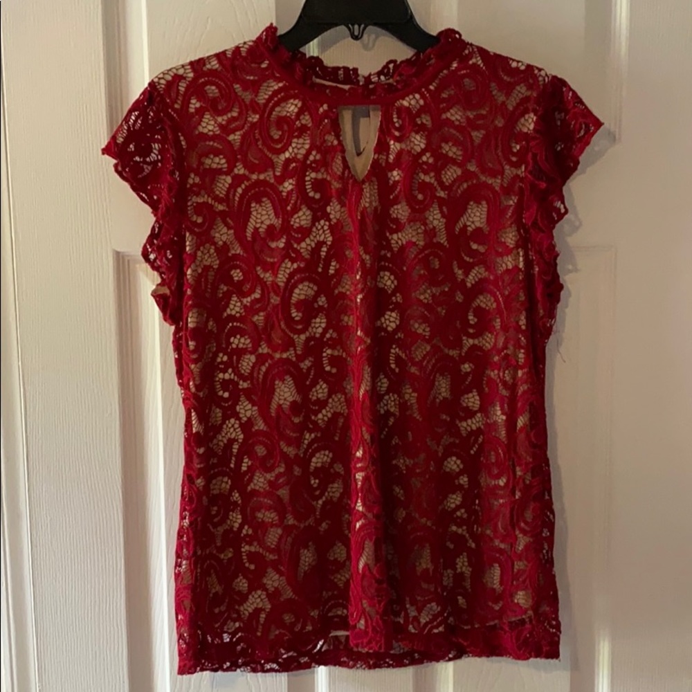 ☀️SALE 3/25☀️ Red Lace Blouse